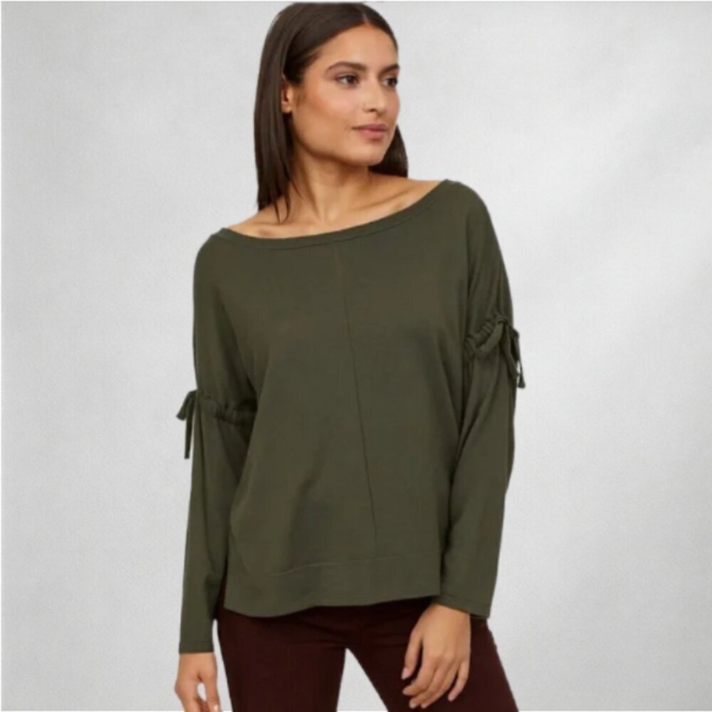 French Connection Women’s Size M Olive Green Long Sleeve Relaxed Tie-Sleeve 1038